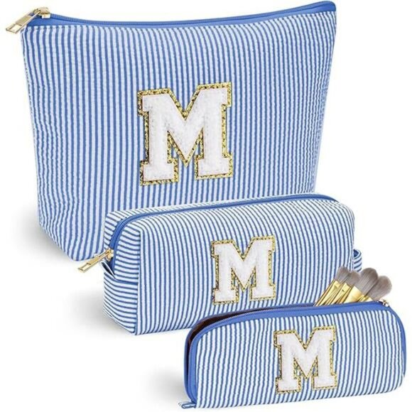 Yoolife Initial Makeup Bag Set Travel Cosmetic Organizer Personalized Gift Tote - Picture 8 of 8